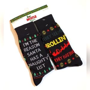 I'm The Reason Santa Has A Naughty List Funny 2 Pack Adult Christmas Crew Socks